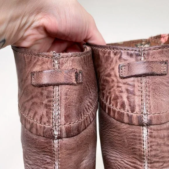 Dr. Martens Brown Distressed Leather Triumph Tall Lace Up Fold Over Boot Size 7 - Picture 7 of 12